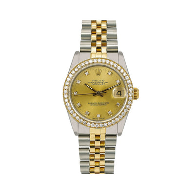 Rolex Lady-Datejust Diamond Watch, 68273 31mm, Champagne Diamond Dial With 1.05 CT Diamonds