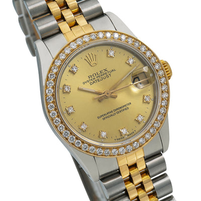 Rolex Lady-Datejust Diamond Watch, 68273 31mm, Champagne Diamond Dial With 1.05 CT Diamonds