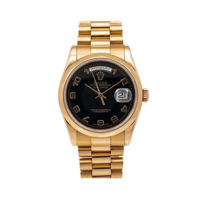 Rolex Day-Date 118205 36MM Black Dial With Yellow Gold President Bracelet