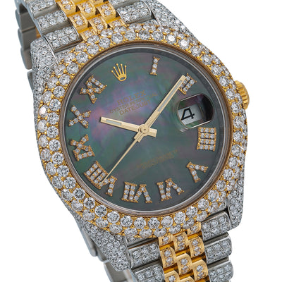 Rolex Datejust Diamond Watch, 126333 41mm, Black Diamond Dial With Two Tone Jubilee Bracelet