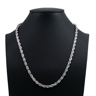 Men's 10K White Gold Hollow Rope Chain