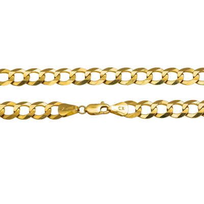 14K Yellow Gold Semi-Solid Curb Cuban Chain | Length Size 18"-28"