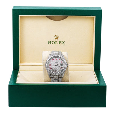 Rolex Datejust II Diamond Watch, 116300 41mm, Silver Diamond Dial Flower Set With 19.75 CT Diamonds