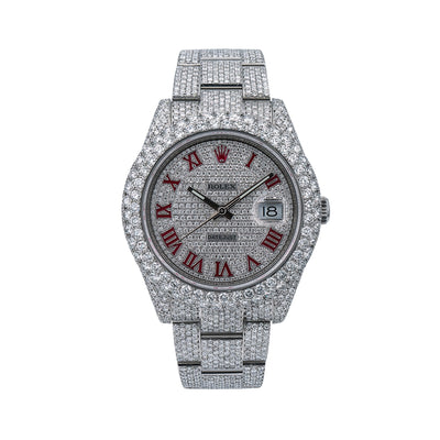 Rolex Datejust II Diamond Watch, 116300 41mm, Silver Diamond Dial Flower Set With 19.75 CT Diamonds