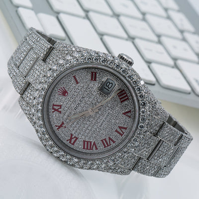 Rolex Datejust II Diamond Watch, 116300 41mm, Silver Diamond Dial Flower Set With 19.75 CT Diamonds