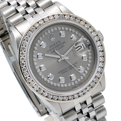 Rolex Datejust Diamond Watch, 36mm, Grey Diamond Dial With Stainless Steel Bracelet