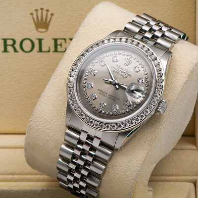 Rolex Datejust Diamond Watch, 36mm, Grey Diamond Dial With Stainless Steel Bracelet