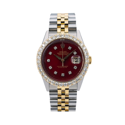 Rolex Datejust Diamond Watch, 36mm, Red Diamond Dial With 2.25 CT Diamonds