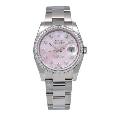 Rolex Datejust Diamond Watch, 116234 36mm, Pink Diamond Dial With 1.20 CT Diamonds