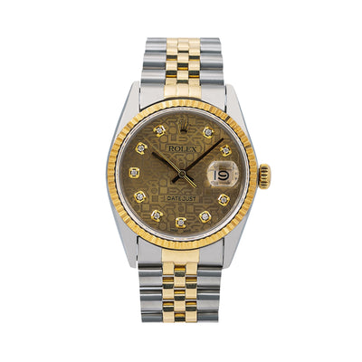 Rolex Datejust Diamond Watch, 16013 36mm, Champagne Diamond Dial With 1.20 CT Diamonds