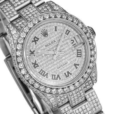 Rolex Lady-Datejust Diamond Watch, 178240 31mm, Iced Out With 8.75 CT Diamonds