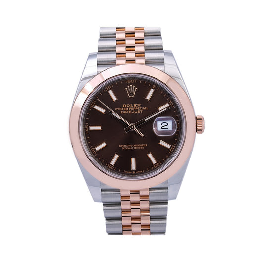 Rolex Datejust Diamond Watch, 126301 41mm, Brown Custom Diamond Dial With Two Tone Jubilee Bracelet