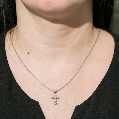 Unisex  14K White Gold Cross Pendant with 1.40 CT Diamonds