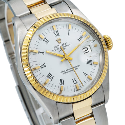 Rolex Oyster Perpetual Date 1500 34MM White Dial With Two Tone Oyster Bracelet