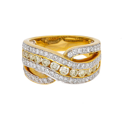 LADIES 18K YELLOW GOLD HAND RING WITH 1.44 CT DIAMONDS