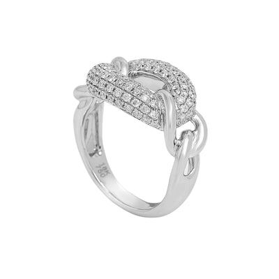 LADIES 18K WHITE GOLD HAND RING WITH 0.80 CT DIAMONDS