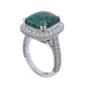 LADIES 18K  WHITE GOLD HAND RING WITH 1.73 CT DIAMONDS AND 5.88 CT EMERALD