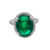 LADIES 18K WHITE GOLD HAND RING WITH 0.90CT DIAMONDS AND 8.55 CT EMERALD