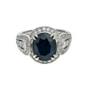 LADIES 18K WHITE GOLD HAND RING WITH 0.92 CT DIAMONDS AND 3.84 CT SAPPHIRE