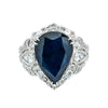 LADIES 18K WHITE GOLD HAND RING WITH 1.31 CT DIAMONDS AND 6.93 CT SAPPHIRE