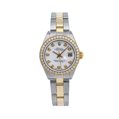 Rolex Lady-Datejust Diamond Watch, 6917 26mm, White Diamond Dial With 0.90 CT Diamonds