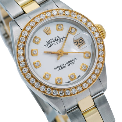 Rolex Lady-Datejust Diamond Watch, 6917 26mm, White Diamond Dial With 0.90 CT Diamonds