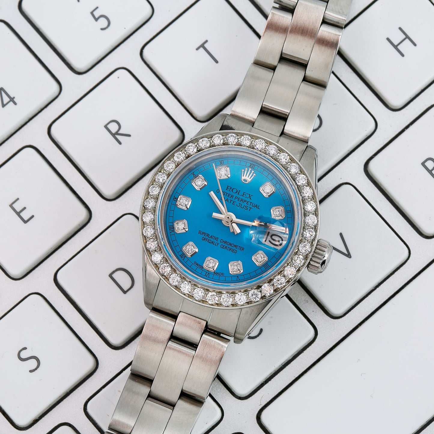 Rolex Datejust Diamond Watch, 6916 26mm, Blue Diamond Dial With 0.90 CT Diamonds