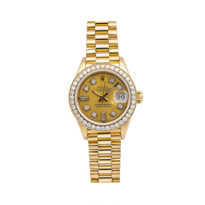 Rolex Lady-Datejust Diamond Watch, 69178 26mm, Champagne Diamond Dial With 0.90 CT Diamonds