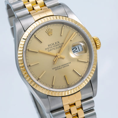 Rolex Datejust 16233 36MM Champagne Dial With Two Tone Jubilee Bracelet