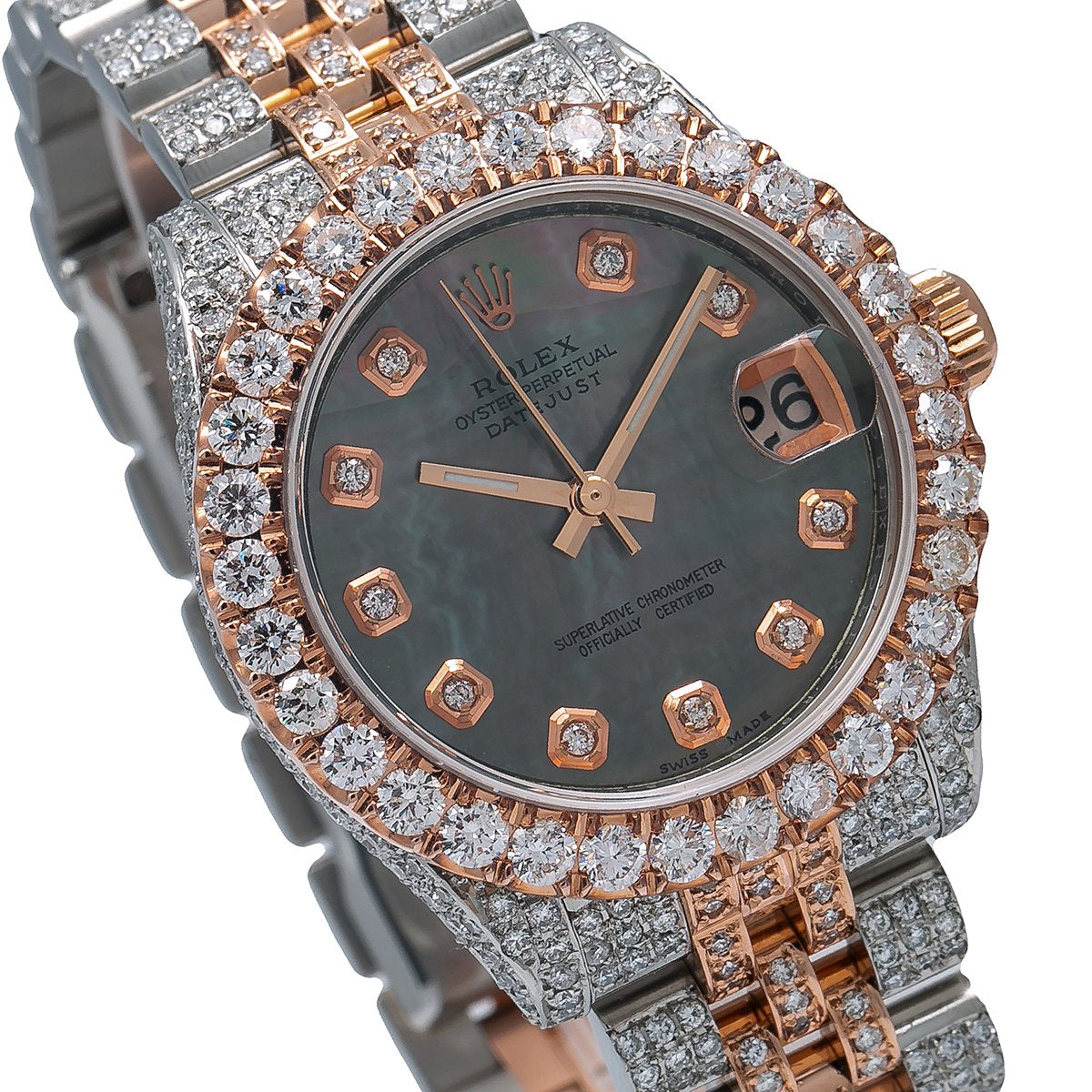 Rolex Datejust Diamond Watch, 178271 31mm, Black Diamond Dial With 9.65 CT Diamonds