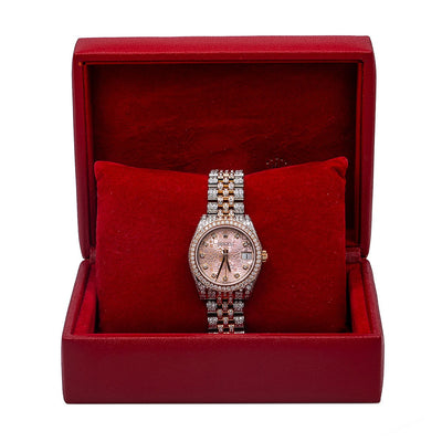 Rolex Datejust Diamond Watch, 178271 31mm, Pink Diamond Dial With 7.25 CT Diamonds