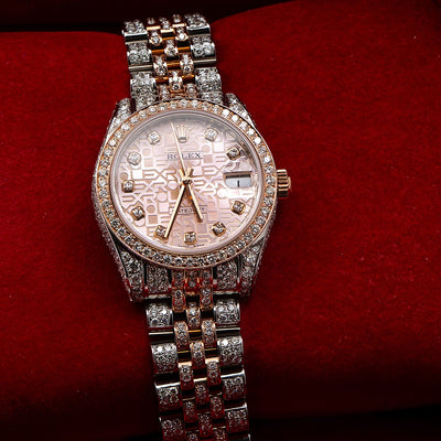 Rolex Datejust Diamond Watch, 178271 31mm, Pink Diamond Dial With 7.25 CT Diamonds