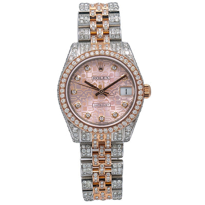 Rolex Datejust Diamond Watch, 178271 31mm, Pink Diamond Dial With 7.25 CT Diamonds