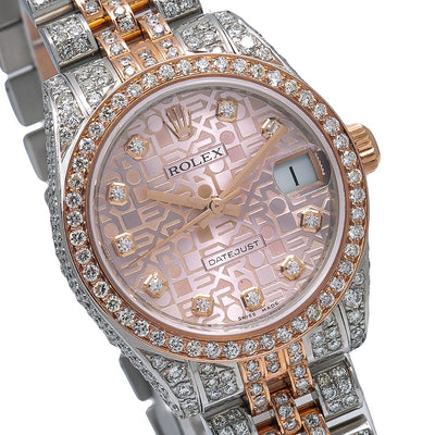 Rolex Datejust Diamond Watch, 178271 31mm, Pink Diamond Dial With 7.25 CT Diamonds