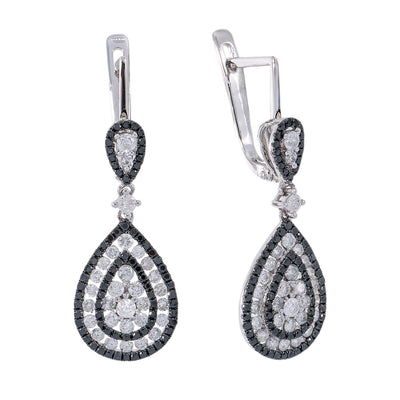 14K White Gold Ladies Earrings With Diamonds