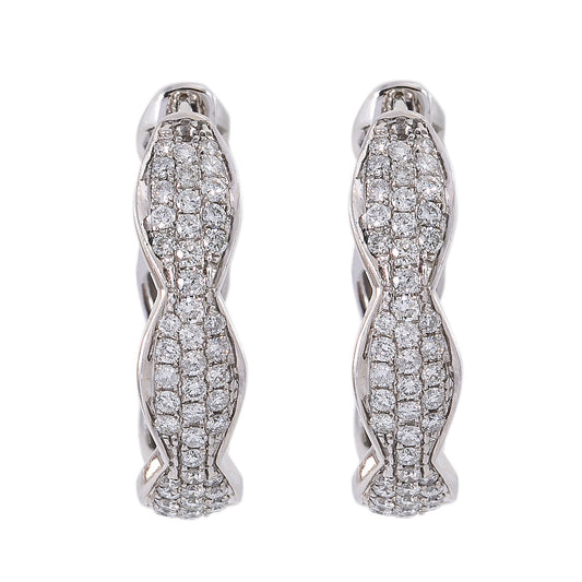 14K White Gold Ladies Earrings With Diamonds