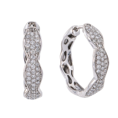 14K White Gold Ladies Earrings With Diamonds