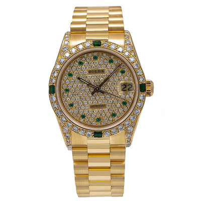 Rolex Datejust Diamond Watch, 68278 31mm, Champagne Diamond Dial With Yellow Gold President B