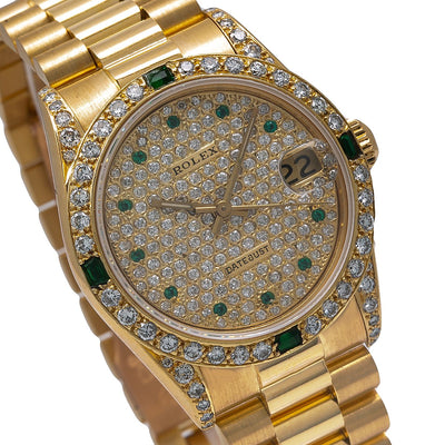 Rolex Datejust Diamond Watch, 68278 31mm, Champagne Diamond Dial With Yellow Gold President B