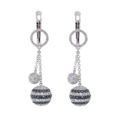 18K White Gold Ladies Earrings With  Diamonds