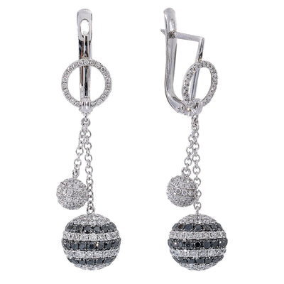 18K White Gold Ladies Earrings With  Diamonds