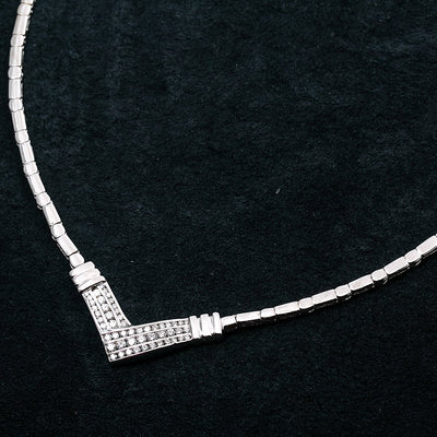 14K White Gold 18" Women's Necklace 1.50 CT Diamonds