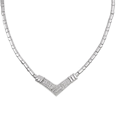 14K White Gold 18" Women's Necklace 1.50 CT Diamonds