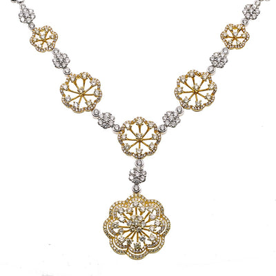 Fancy 18K Yellow and White Gold 20" Women's Necklace With 6.27 CT Diamonds