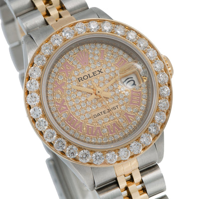 Rolex Datejust Diamond Watch, 6917 26mm, Champagne Diamond Dial With 3.45 CT Diamonds