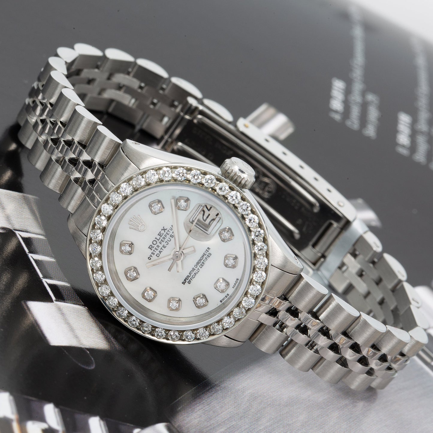 Rolex DateJust Diamond Watch, 6924 26mm, Silver Diamond Dial With 0.90 CT Diamonds