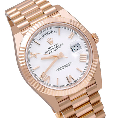 Rolex Day-Date 228235 40MM White Dial With Rose Gold President Bracelet