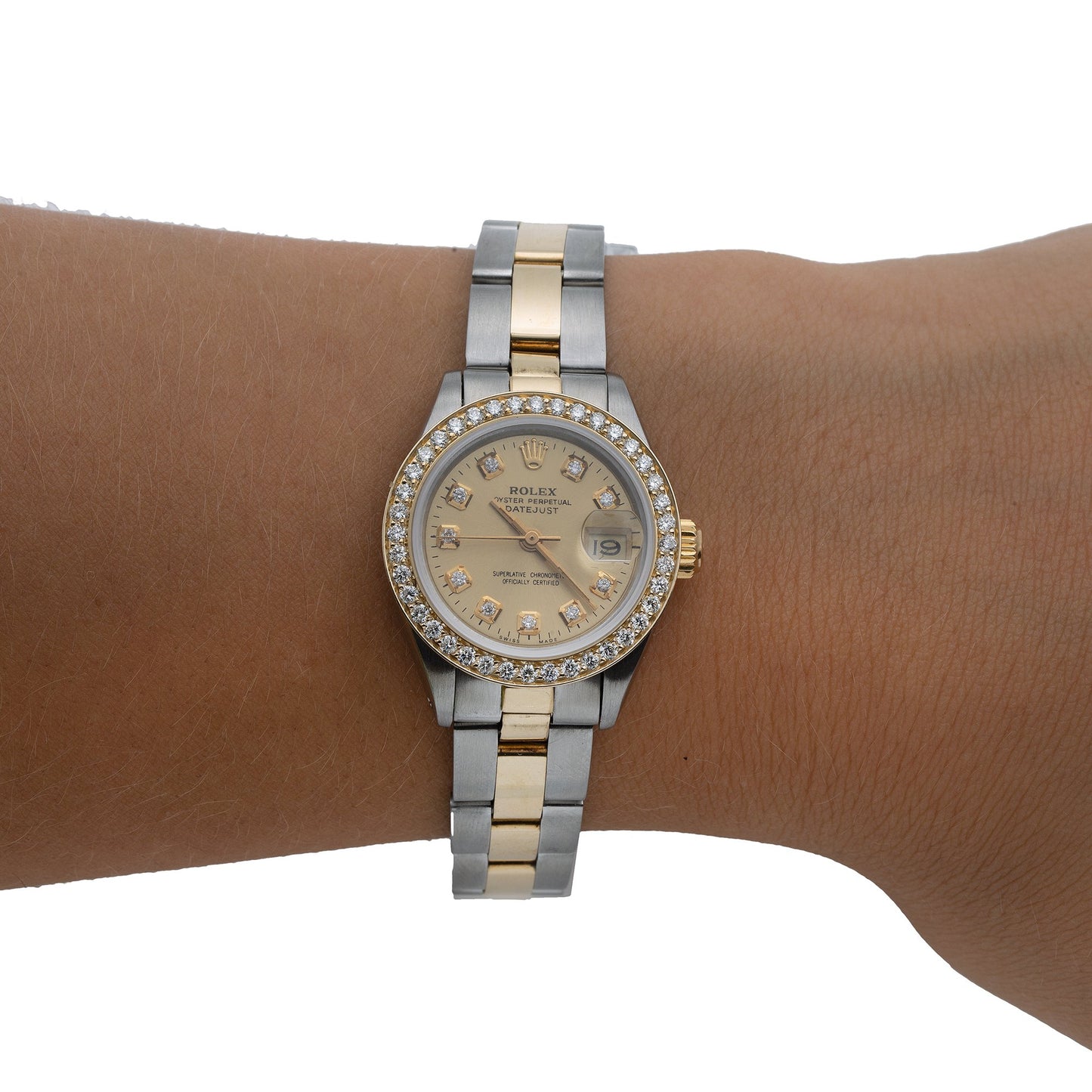 Rolex Lady-Datejust Diamond Watch, 6917 26mm, Champagne Diamond Dial With 0.90 CT Diamonds