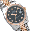 Rolex Datejust Diamond Watch, 116231 36mm, Black Custom Diamond Dial With Two Tone Bracelet