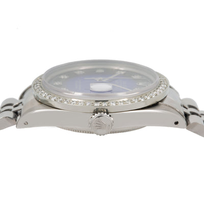 Rolex Oyster Perpetual Diamond Watch, Date 36mm, Blue Diamond Dial With Stainless Steel Jubilee Bracelet